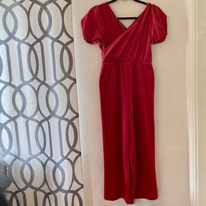 Tea Collection red velvet girls size 12 jumpsuit